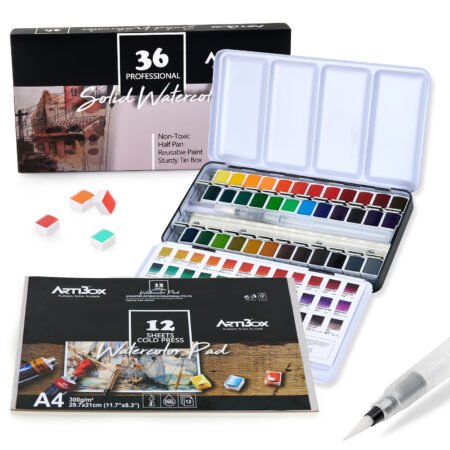 Watercolor Set – 36 Assorted Colors (Metallic Box)