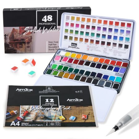 Watercolor Set – 48 Assorted Colors (Metallic Box)